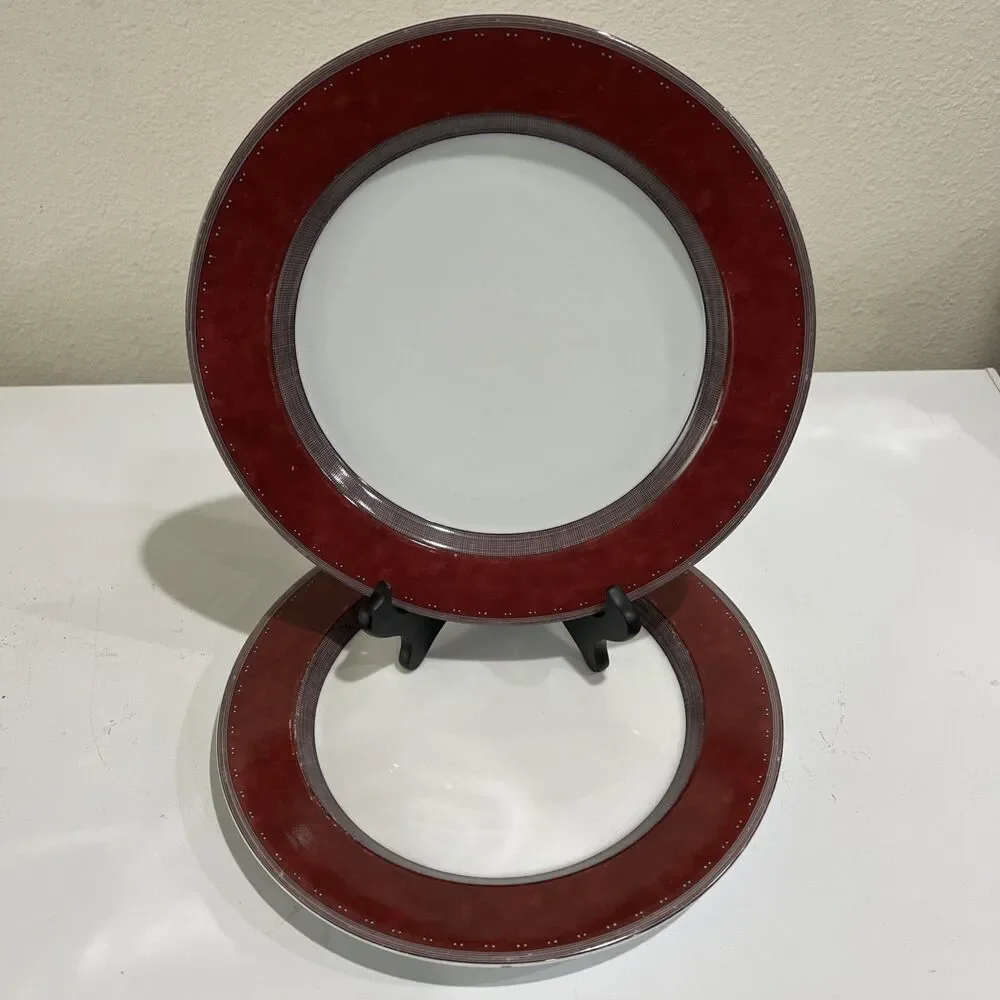 Dansk Gridworks Burgundy Dinner Plate 11 Inch Set of 2